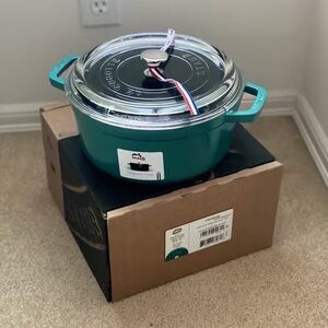 Staub Turquoise Cast Iron Cocotte with Glass Lid